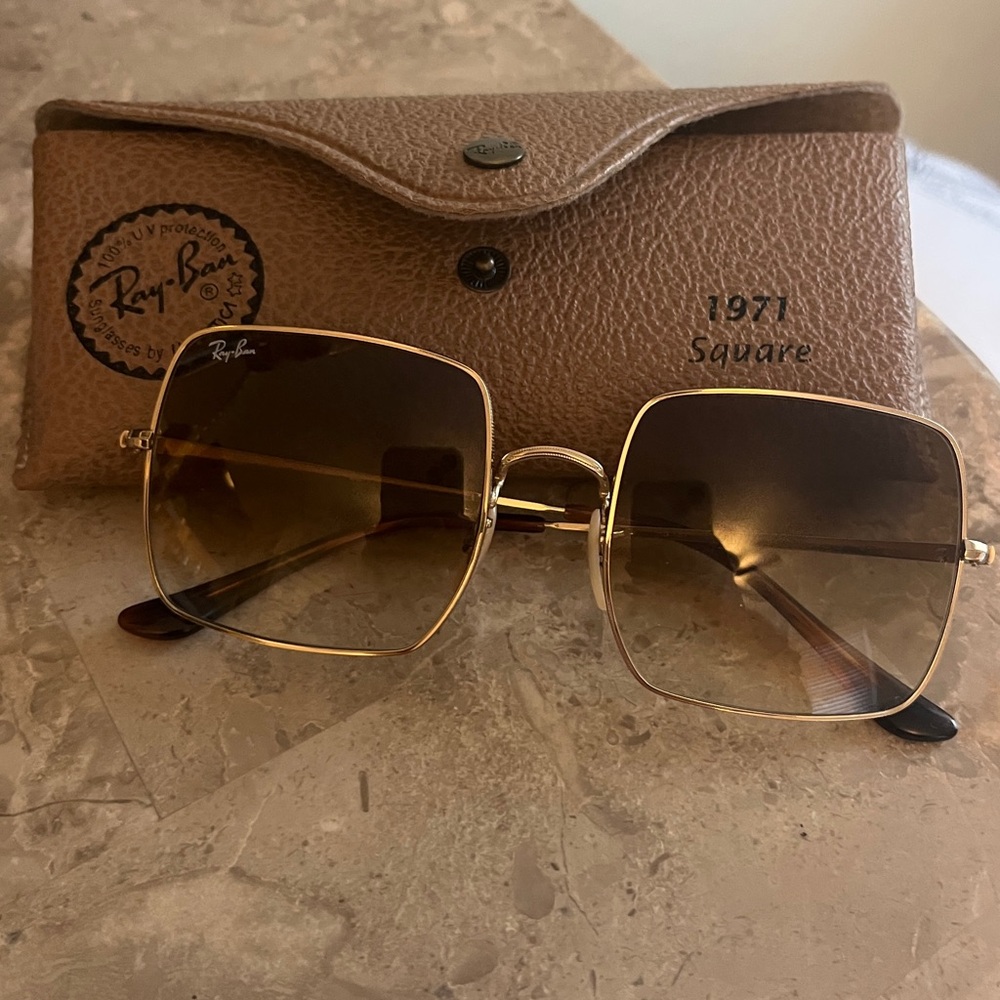 Ray-Ban Gold Frame Square Sunglasses